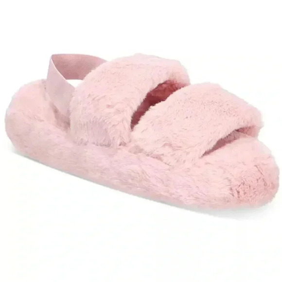 Jenni Women’s Faux Fur Pink Fuzzy Slippers Slides Sandals Size L (9-10) NIB - Picture 1 of 5